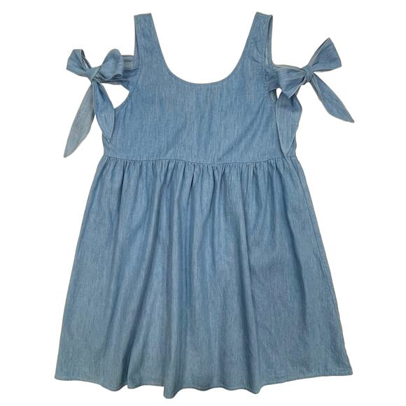Umgee Chambray Babydoll Dress Sz S Sleeveless Blue Lightweight Smock Tunic - Picture 4 of 9